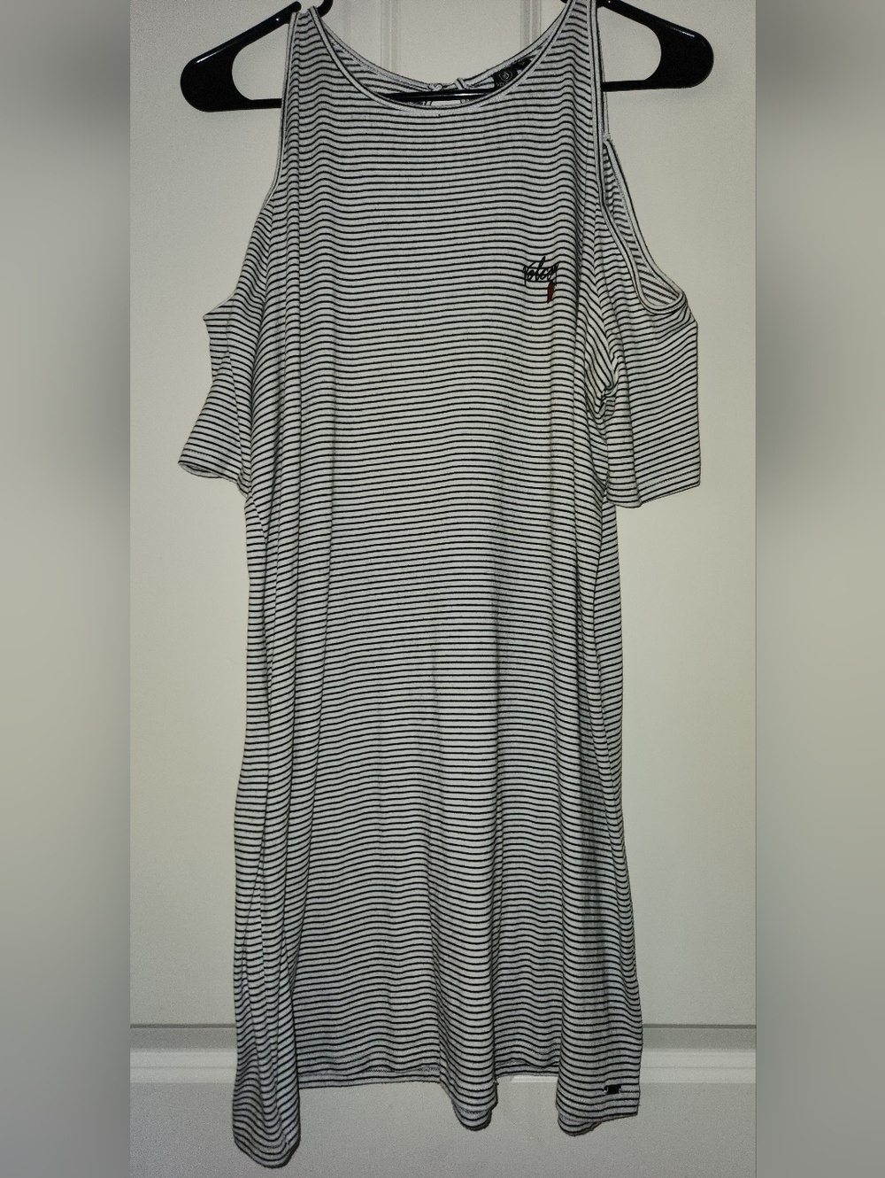 Volcom Black and White Striped Midi Dress